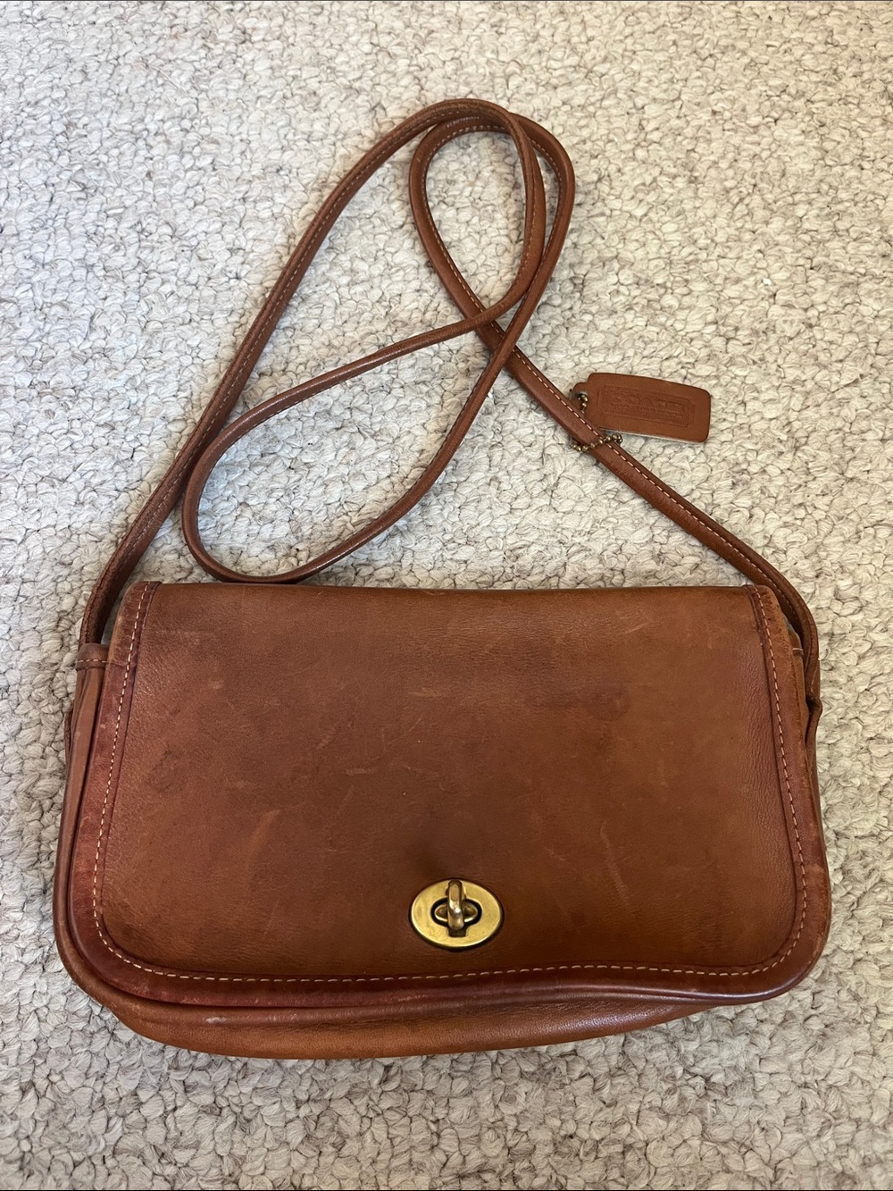 Coach Brown Leather Turn-Lock Crossbody